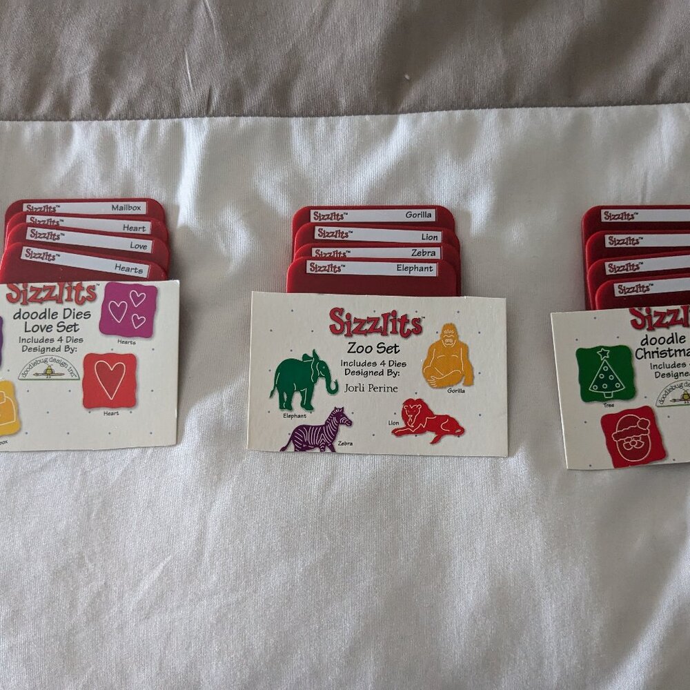 Sizzix Sizzlits Doodle Dies - 18 in total & Cutting Pad